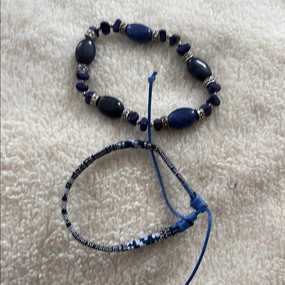Boho Blue Beaded Bracelet Duo - Picture 1 of 1